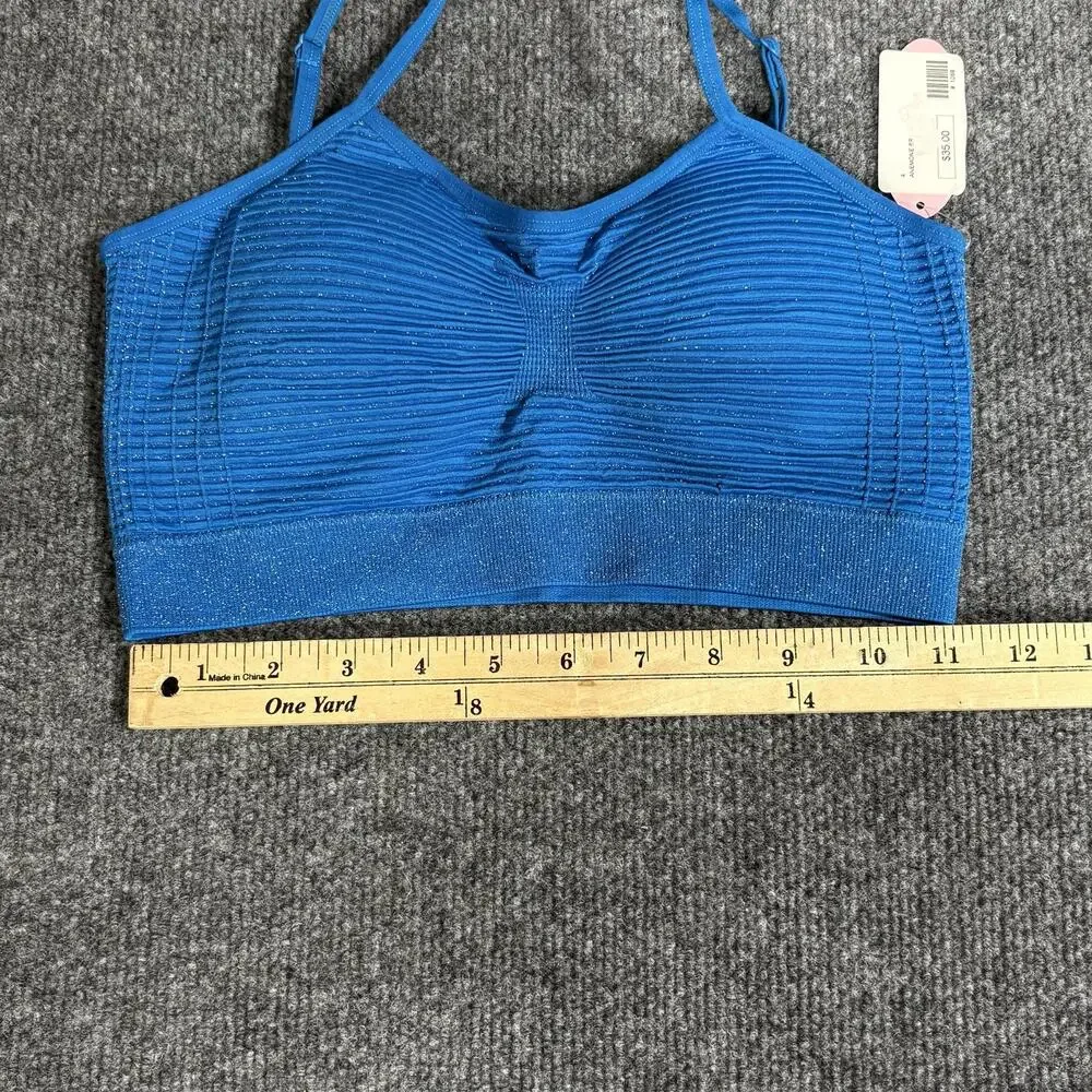 Anemone Bra Womens One Size Blue Glitter Seamless Stretch Wireless Bralette New